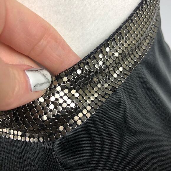 BCBG Diamante Mesh Mini Dress Black V-Neck Halter XS Clubwear Disco Party - Picture 11 of 14